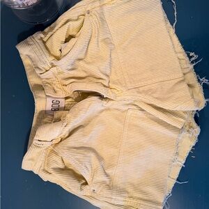 BDG Light Yellow Corduroy Shorts